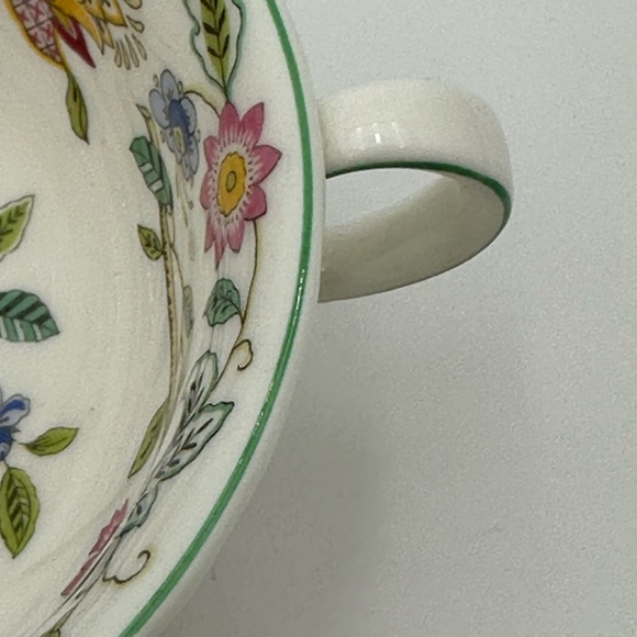 Minton Haddon Hall Chintz w Green Trim Soup Cream Bowl  with Stand - Picture 10 of 16